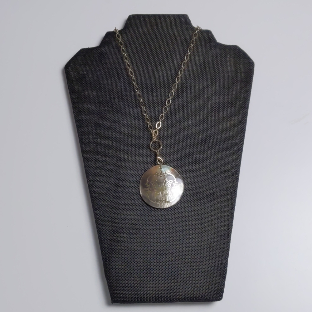 Gold butterfly shell 36" handmade necklace